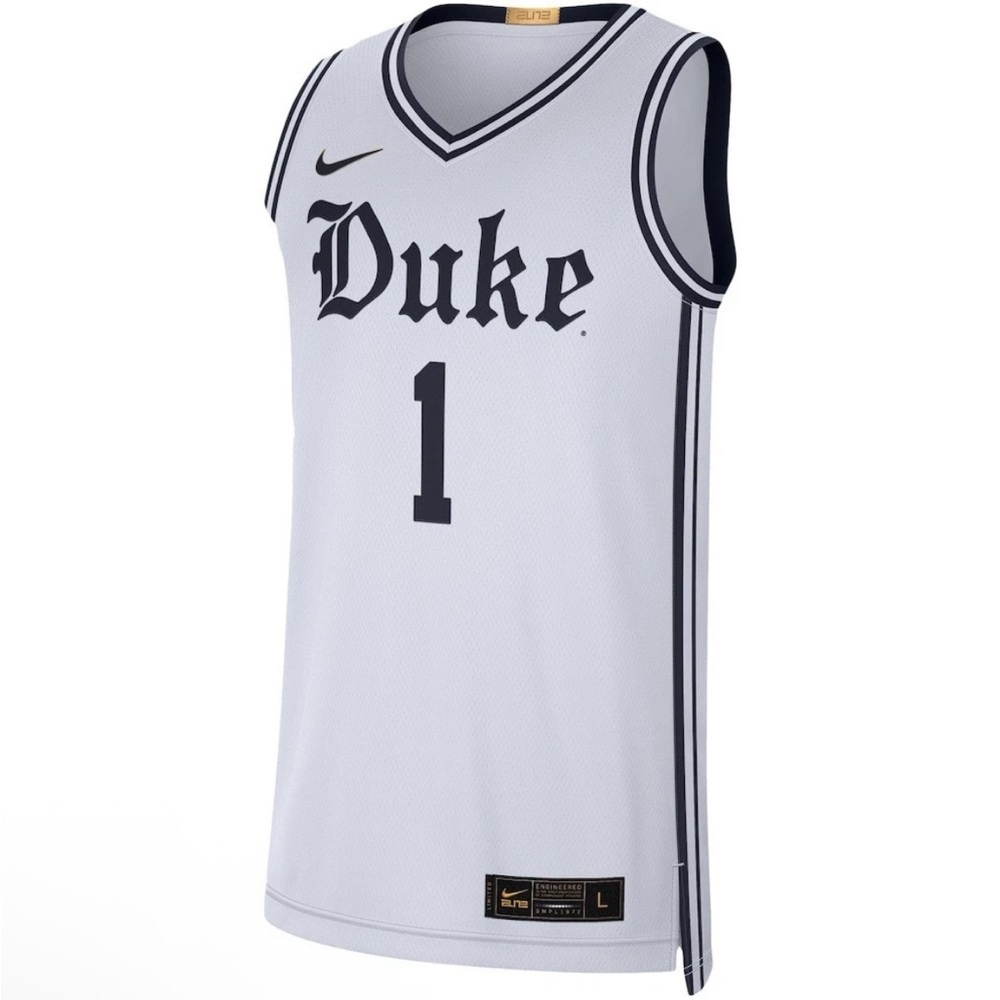 Men's Nike #1 White Duke Blue Devils Limited Authentic Jersey men's sz XXL 2XL
